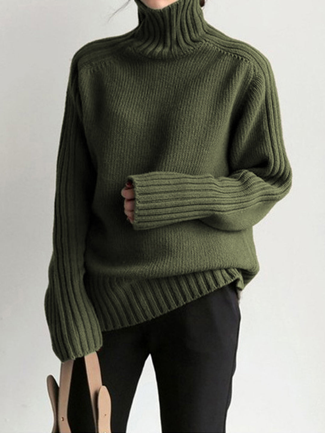 Drune | Pullover - Damen Herbst Hoher Hals Strickpullover