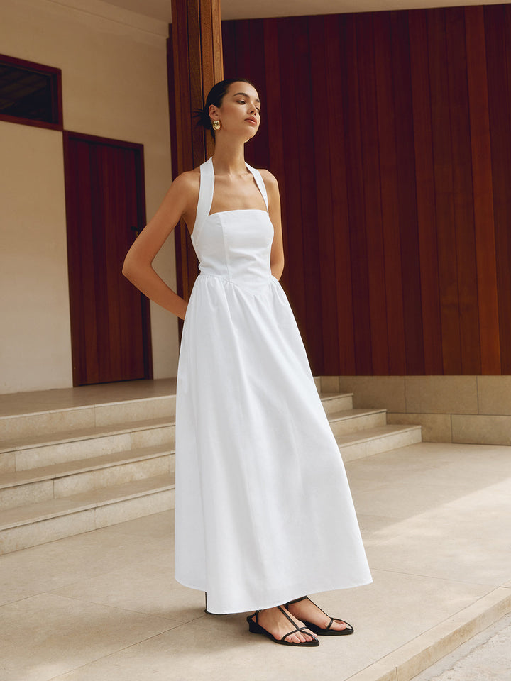 Drune | Baumwolle & Leinen Träger A-linie Lange Kleid