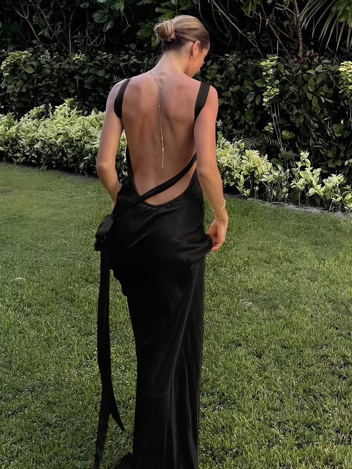 Drune | Asymmetrisches Satin Kleid mit Einem Schulterdesign