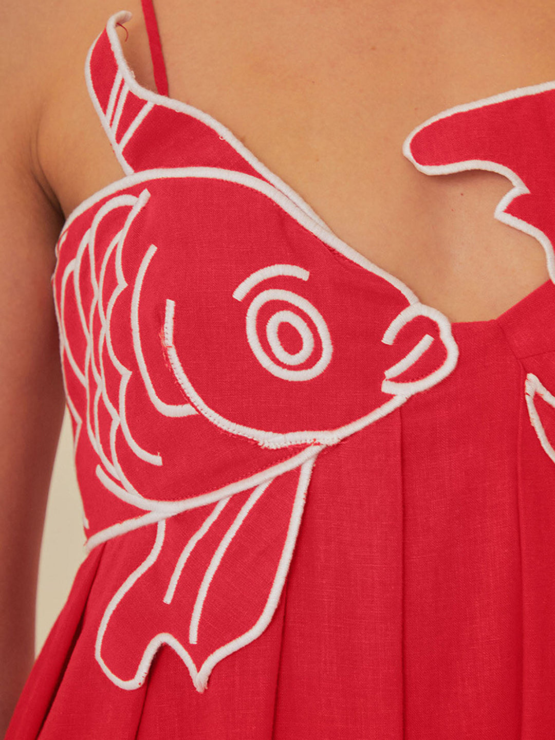 Drune | Besticktes Fisch Halbtransparentes Cami Kleid