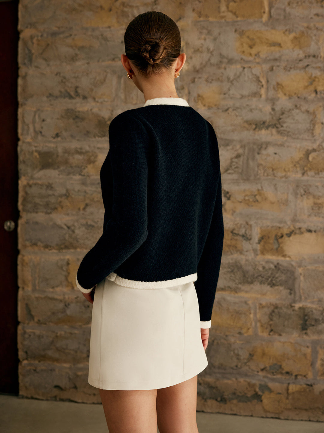 Drune | Damen-Cardigan mit Kontrastbesatz