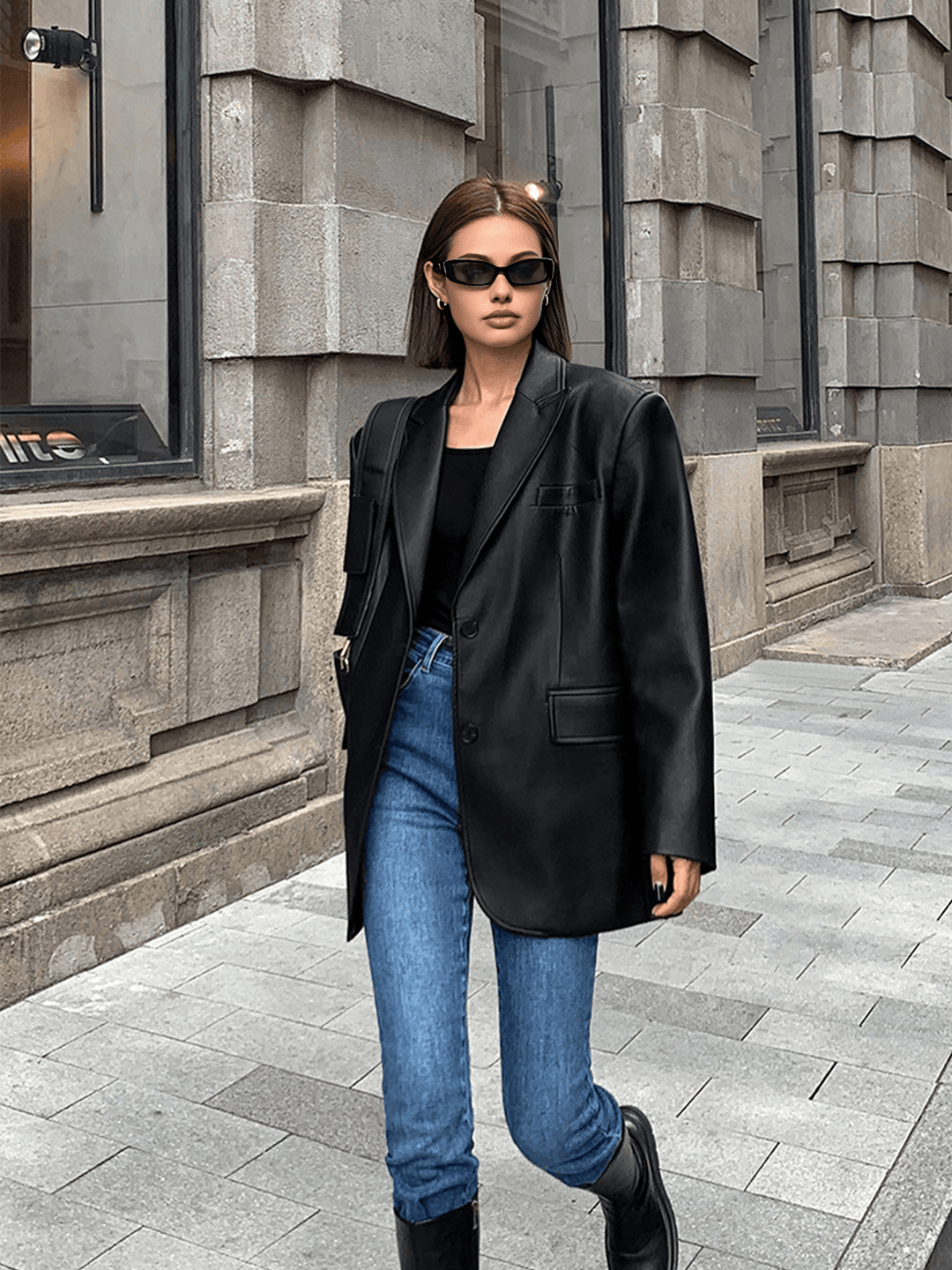Damen Vielseitiger Lederblazer