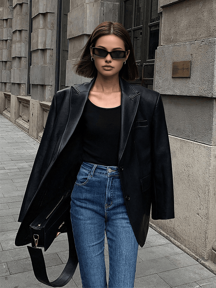 Damen Vielseitiger Lederblazer