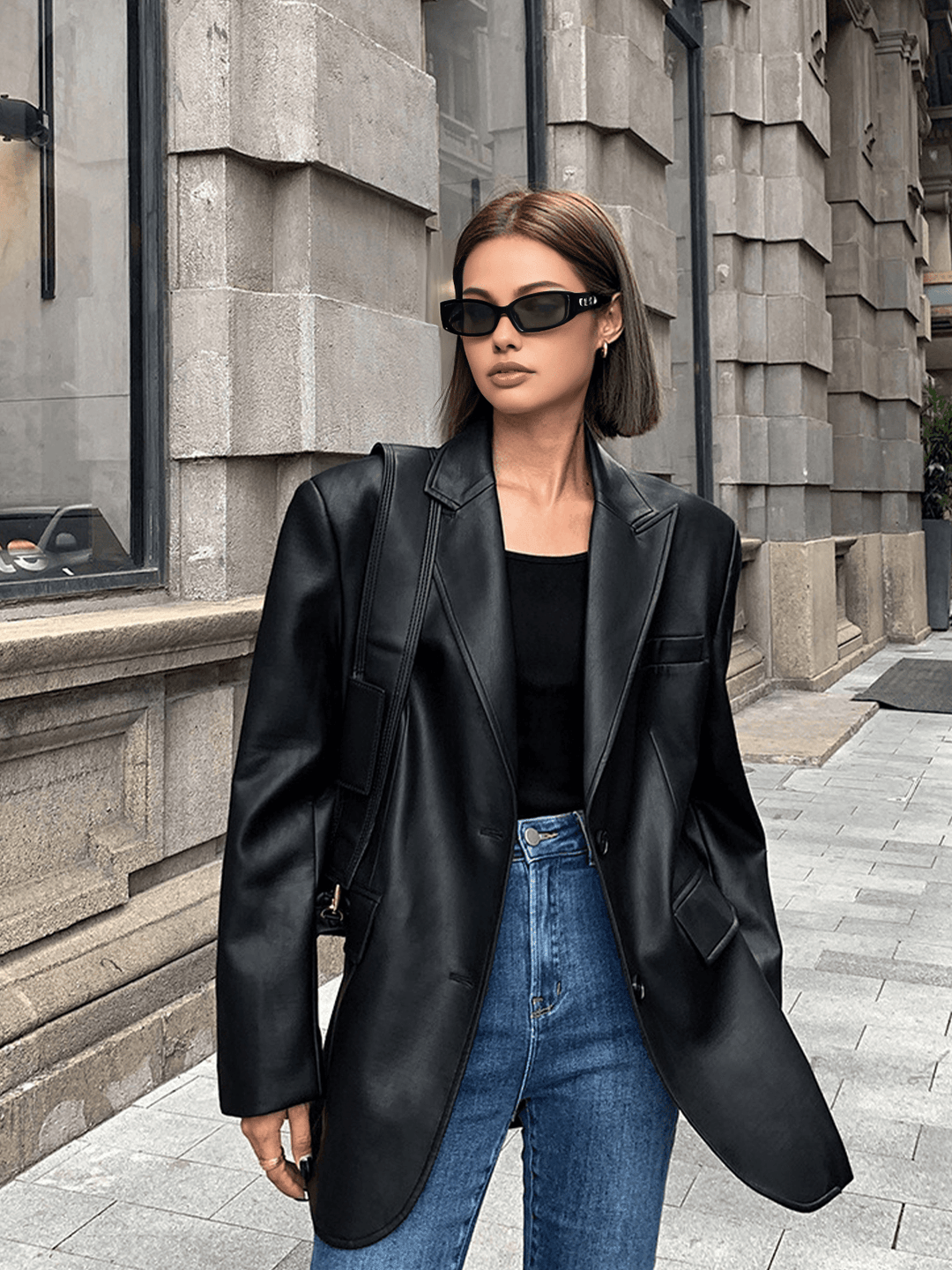 Damen Vielseitiger Lederblazer