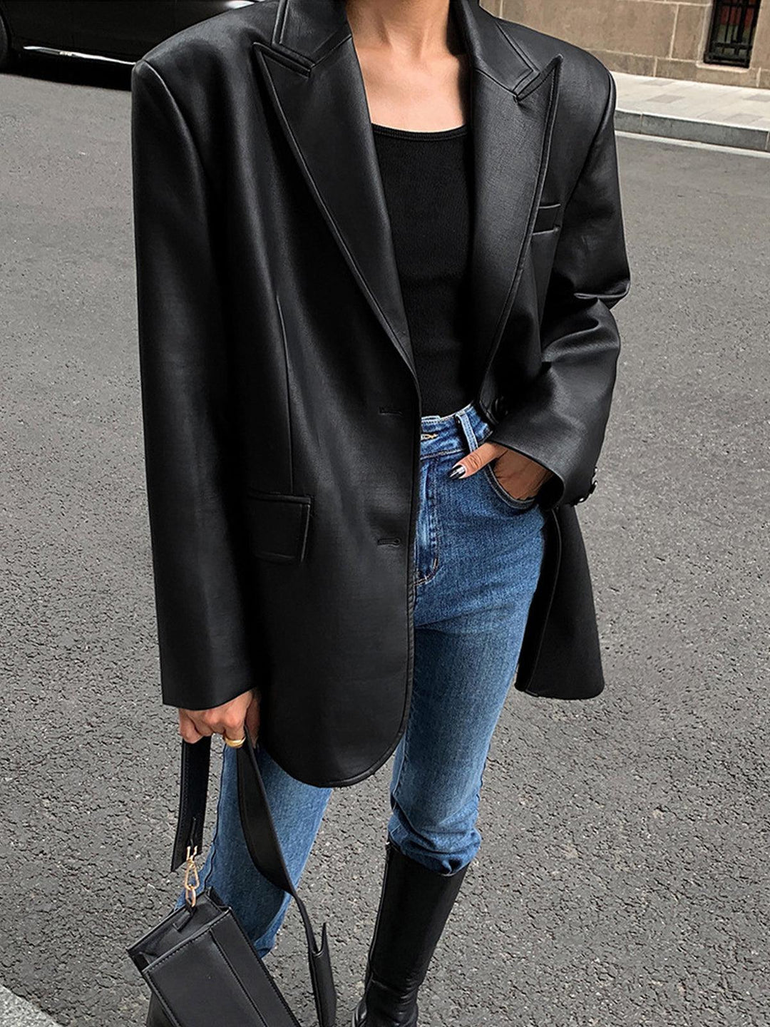 Damen Vielseitiger Lederblazer