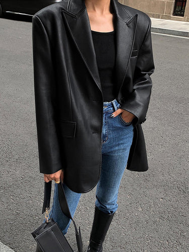 Damen Vielseitiger Lederblazer