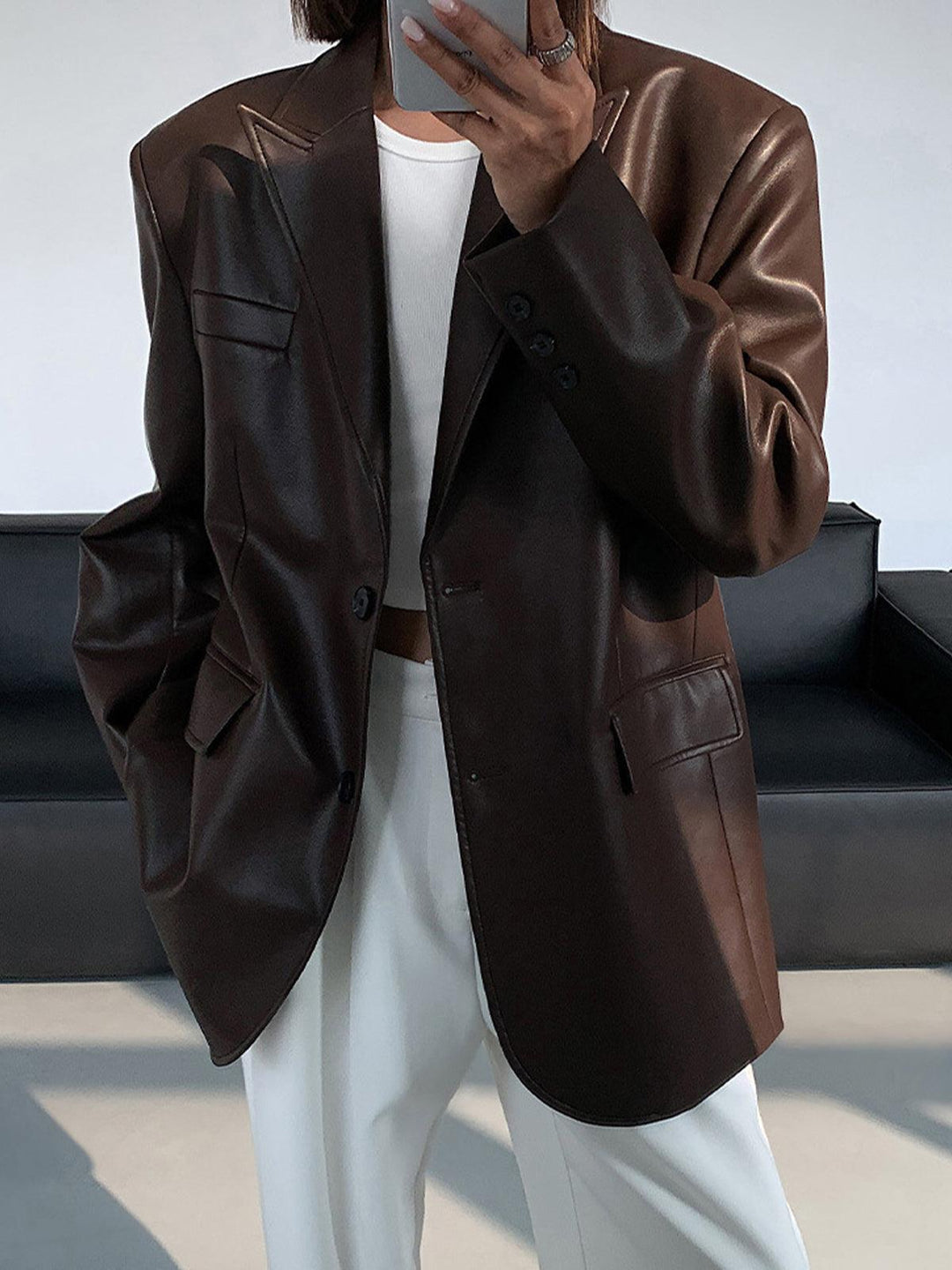 Damen Vielseitiger Lederblazer