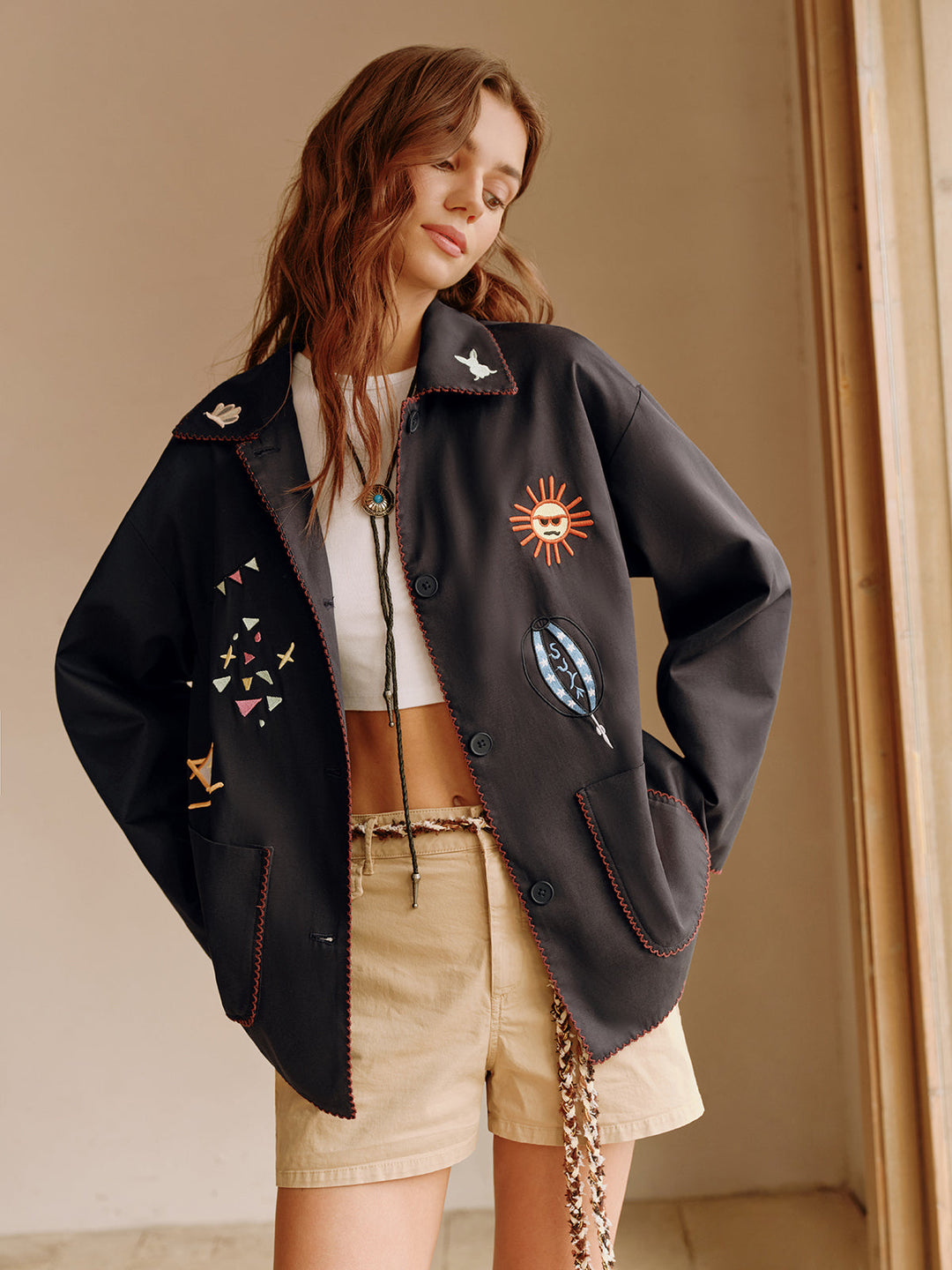 Drune | Bestickte Reversjacke