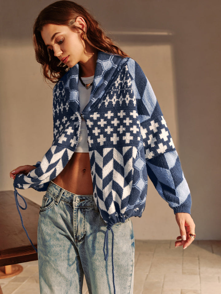 Drune | Boheme Gedruckte Piping Gemütliche Jacke Reguläre Passform Essential