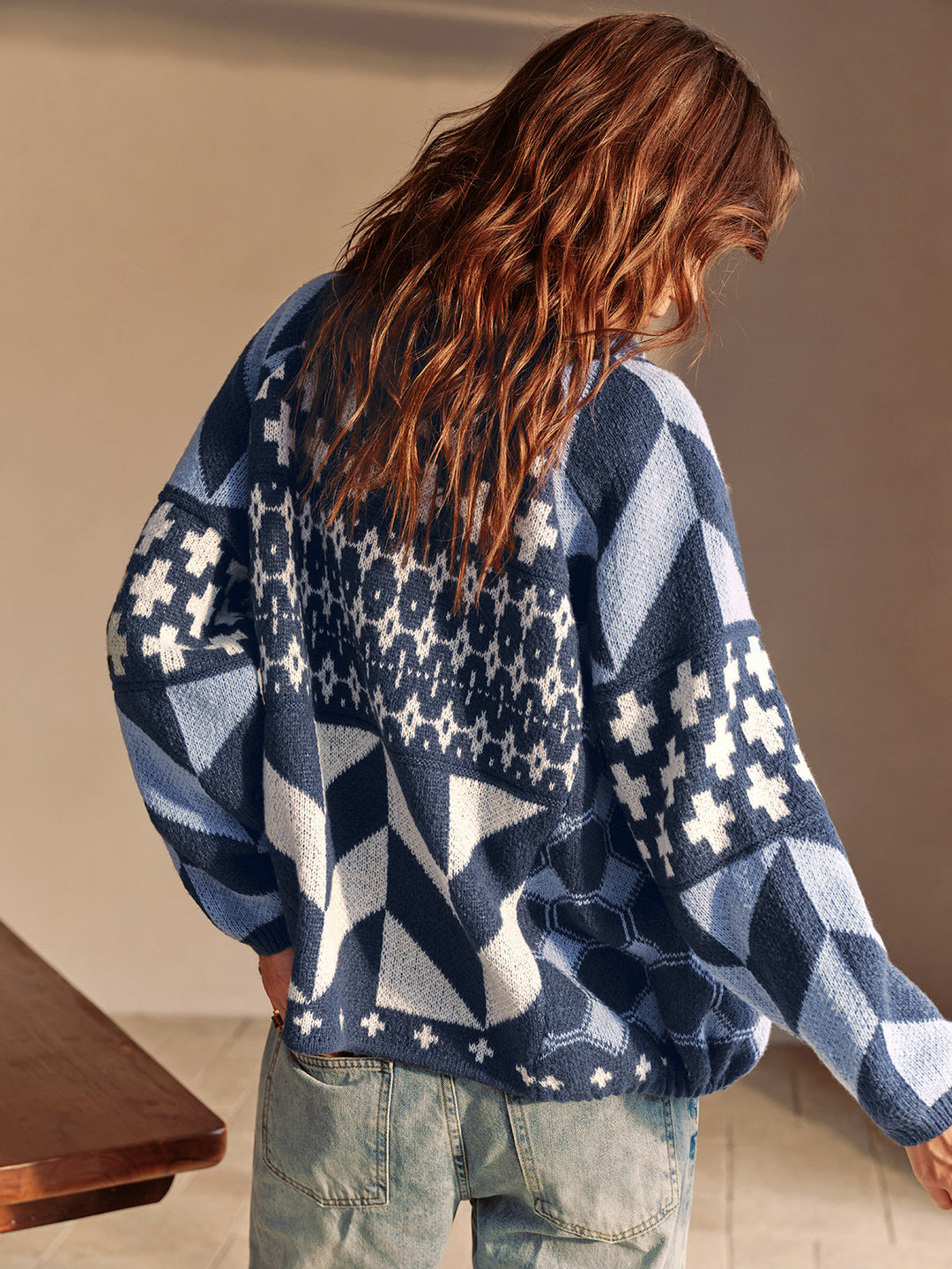 Drune | Boheme Gedruckte Piping Gemütliche Jacke Reguläre Passform Essential