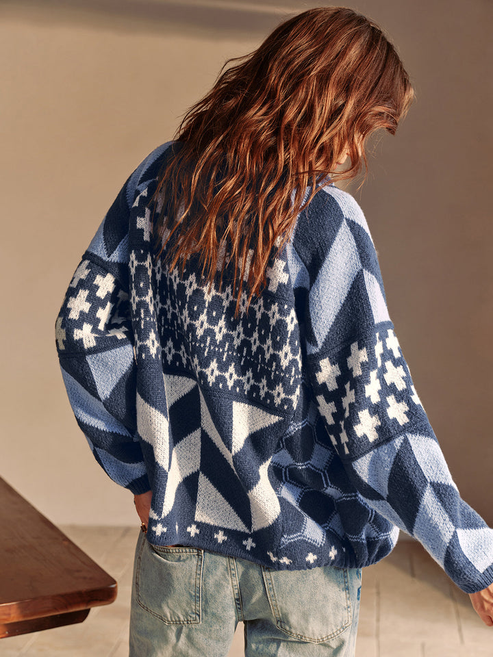 Drune | Boheme Gedruckte Piping Gemütliche Jacke Reguläre Passform Essential
