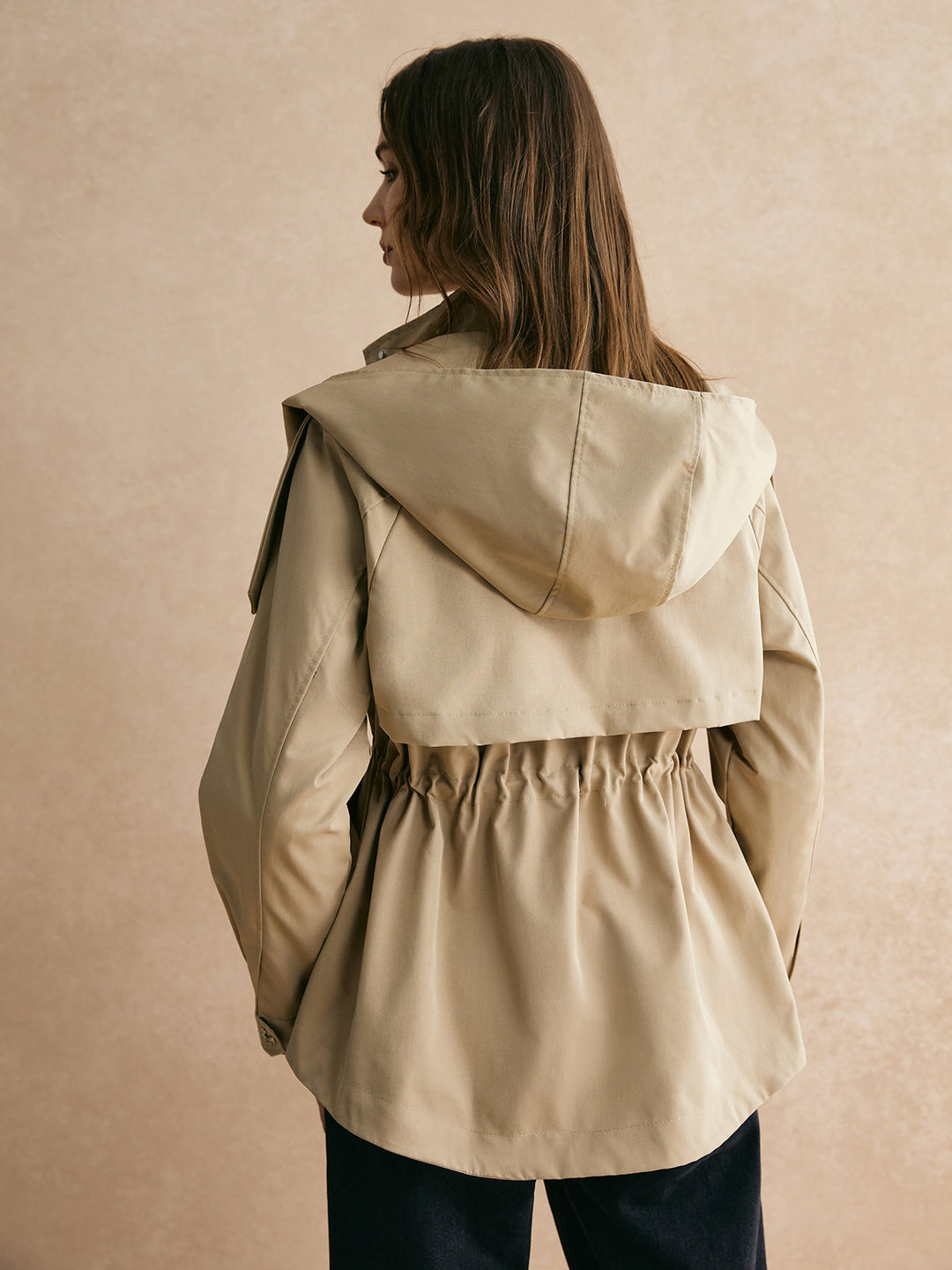 Drune | Trenchcoat mit Schnürung in der Taille mit Reißverschluss