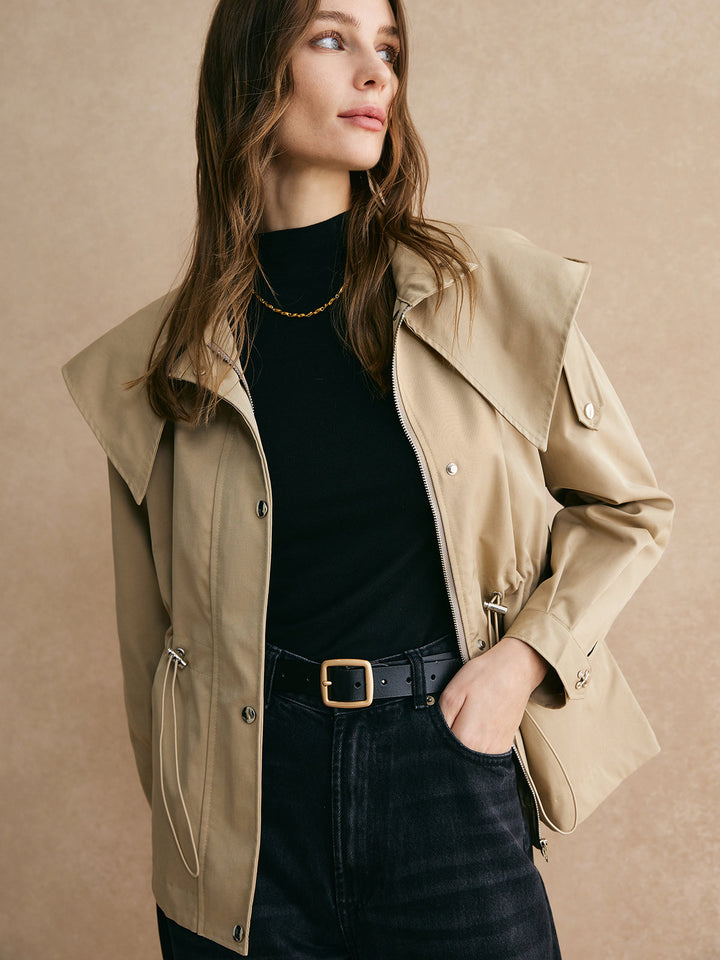 Drune | Trenchcoat mit Schnürung in der Taille mit Reißverschluss