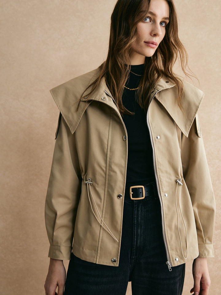 Drune | Trenchcoat mit Schnürung in der Taille mit Reißverschluss