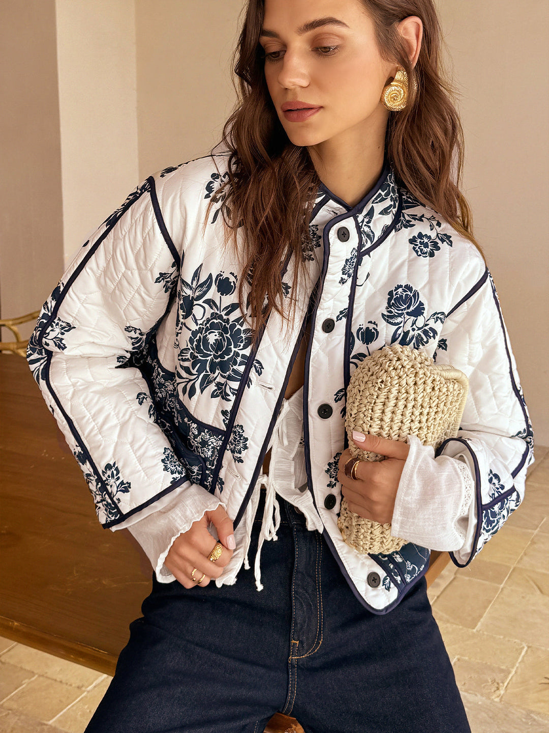 Drune | Couture Boheme Gedruckter Reißverschluss Lockerer Mantel Reguläre Passform Essentiell
