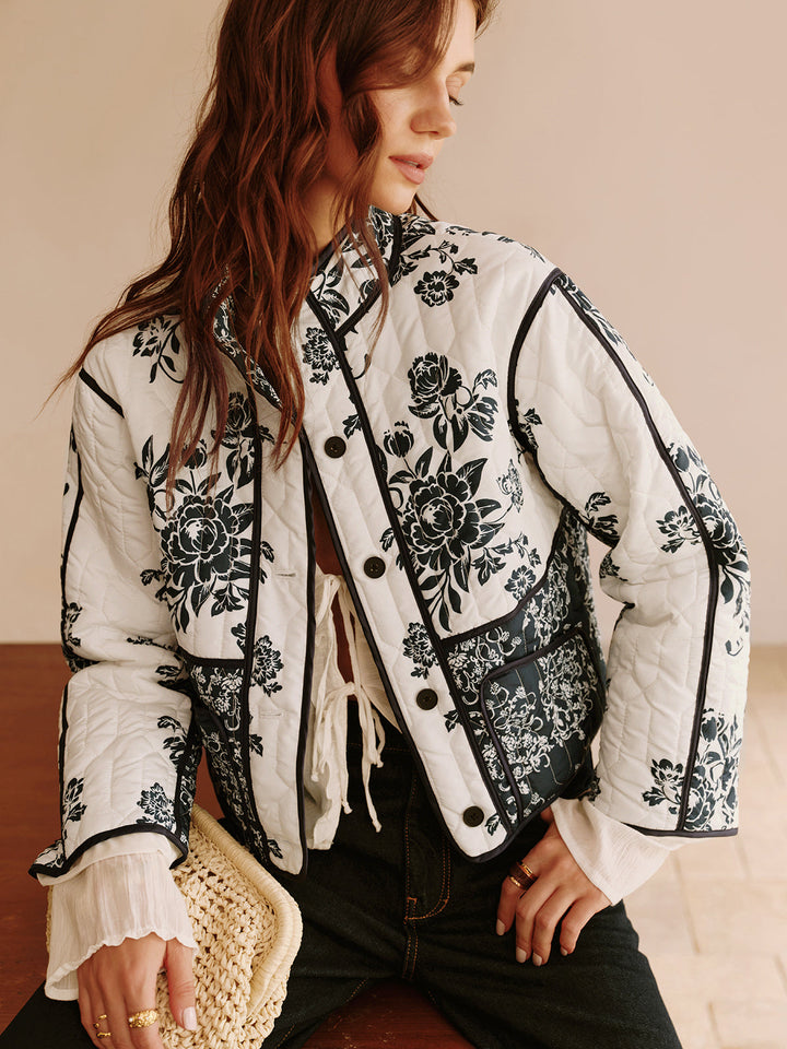 Drune | Couture Boheme Gedruckter Reißverschluss Lockerer Mantel Reguläre Passform Essentiell
