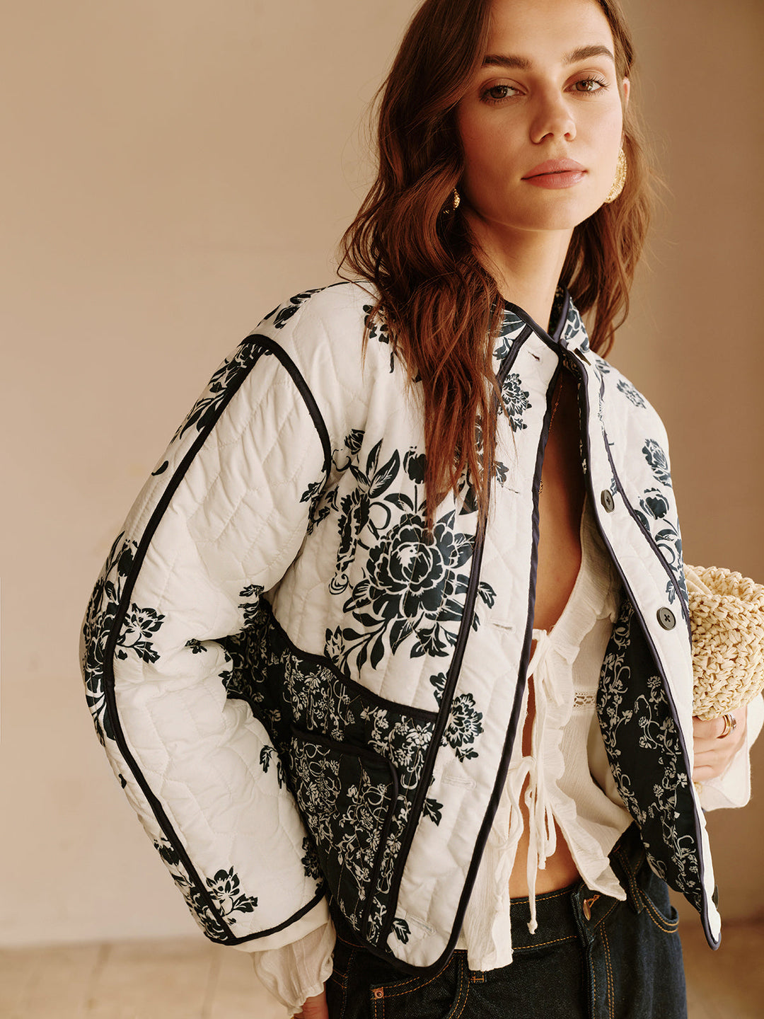 Drune | Couture Boheme Gedruckter Reißverschluss Lockerer Mantel Reguläre Passform Essentiell