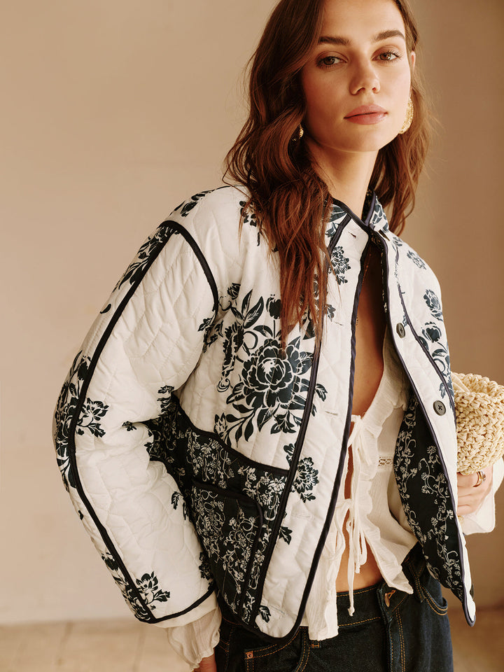 Drune | Couture Boheme Gedruckter Reißverschluss Lockerer Mantel Reguläre Passform Essentiell