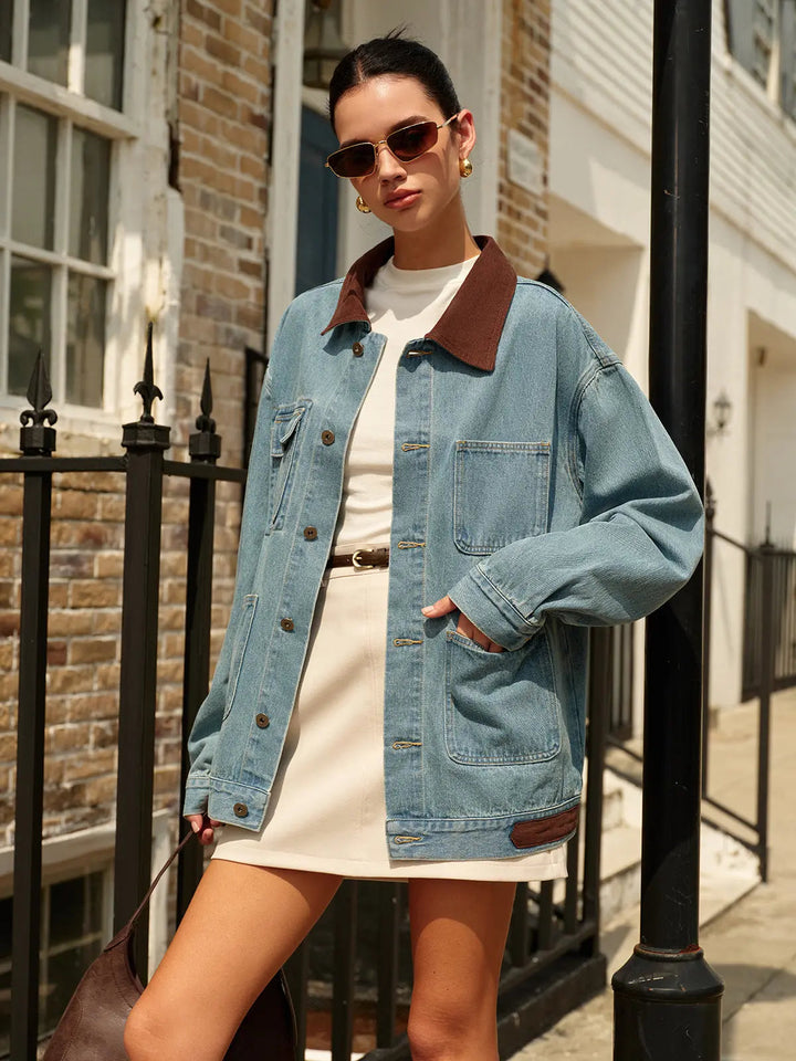 Drune | Kontrast Jeansjacke