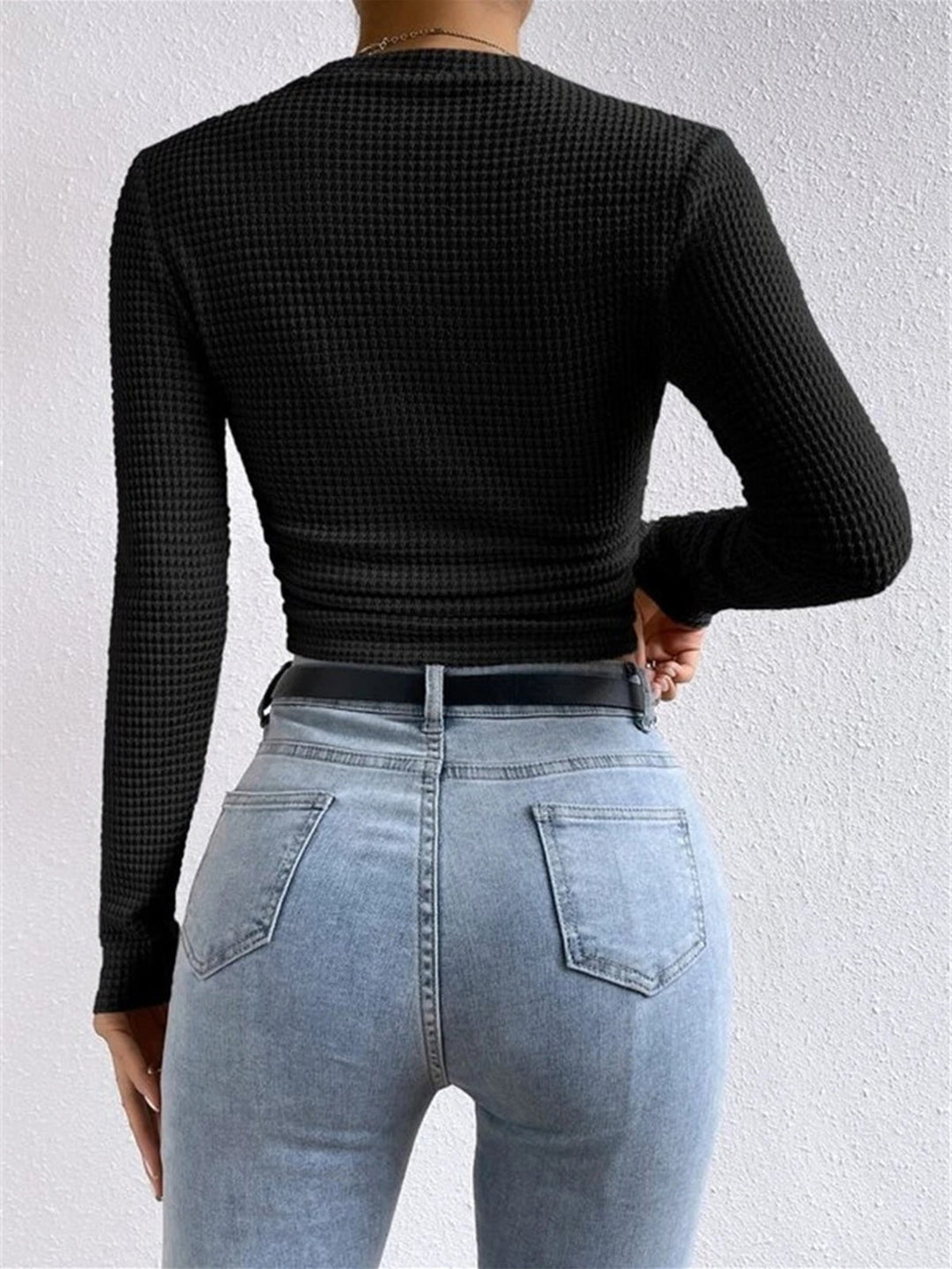 Drune | Slim-Pullover im Waffelmuster