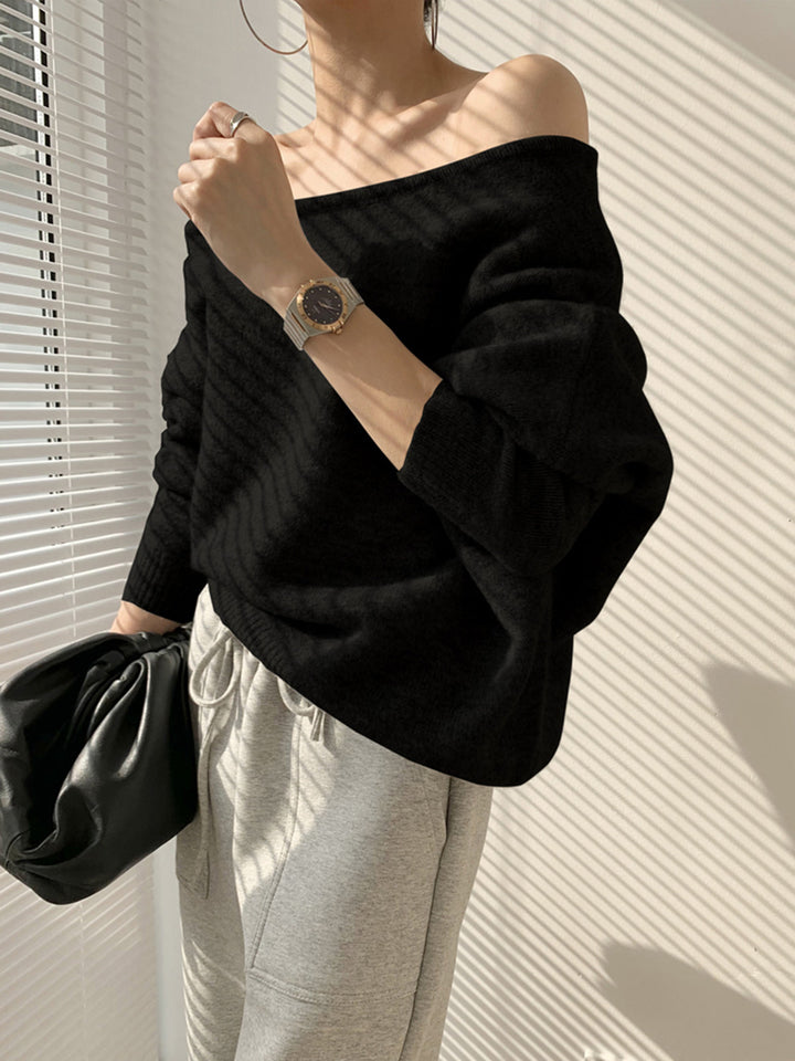 Drune | Off-shoulder Strickpullover Weiche Wollmischung Zertifizierte Eleganz