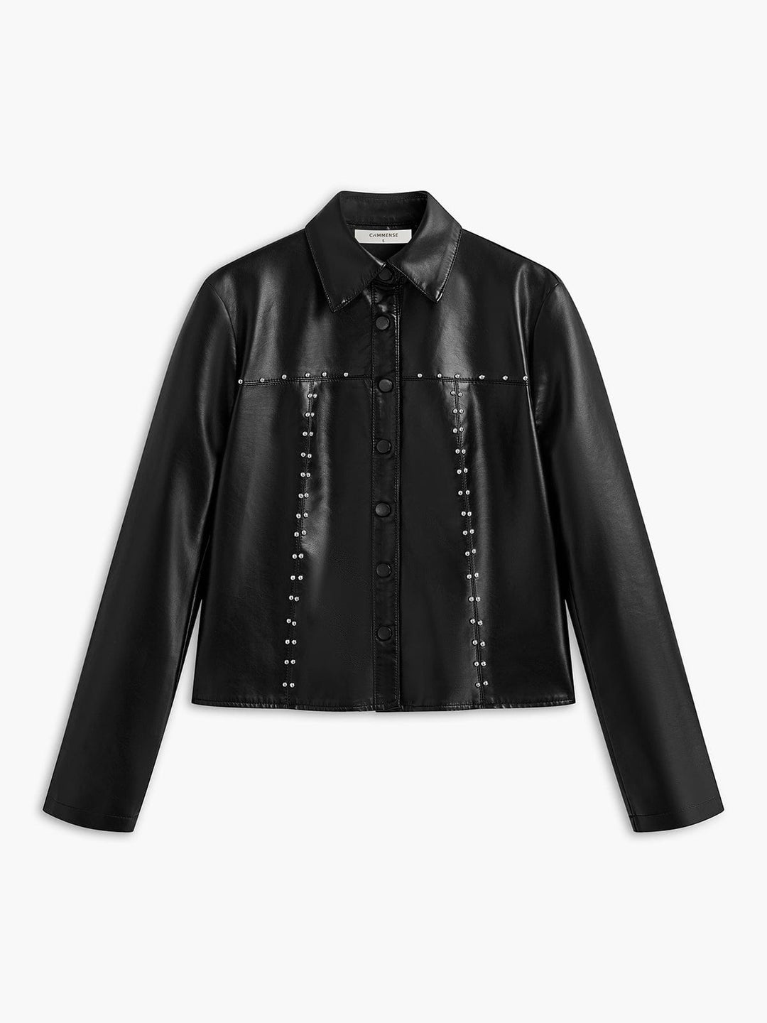 Drune | Schwarze Kunstlederjacke mit Nieten
