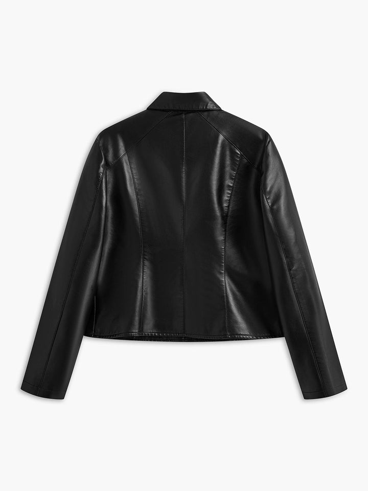 Drune | Schwarze Kunstlederjacke mit Nieten