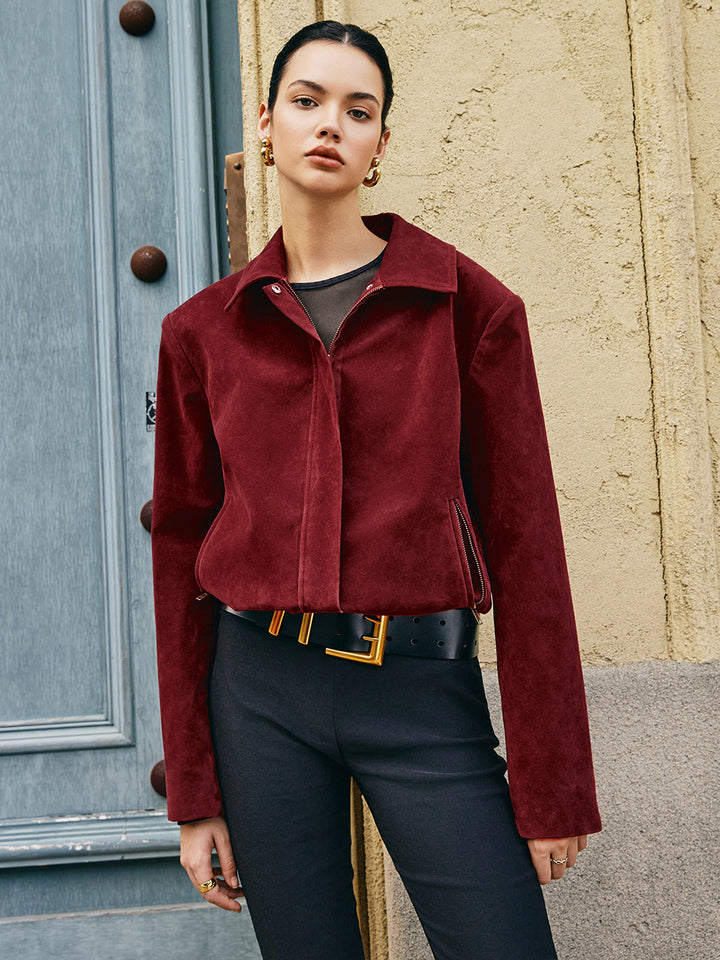 Drune | Taschen Revers Wildlederjacke