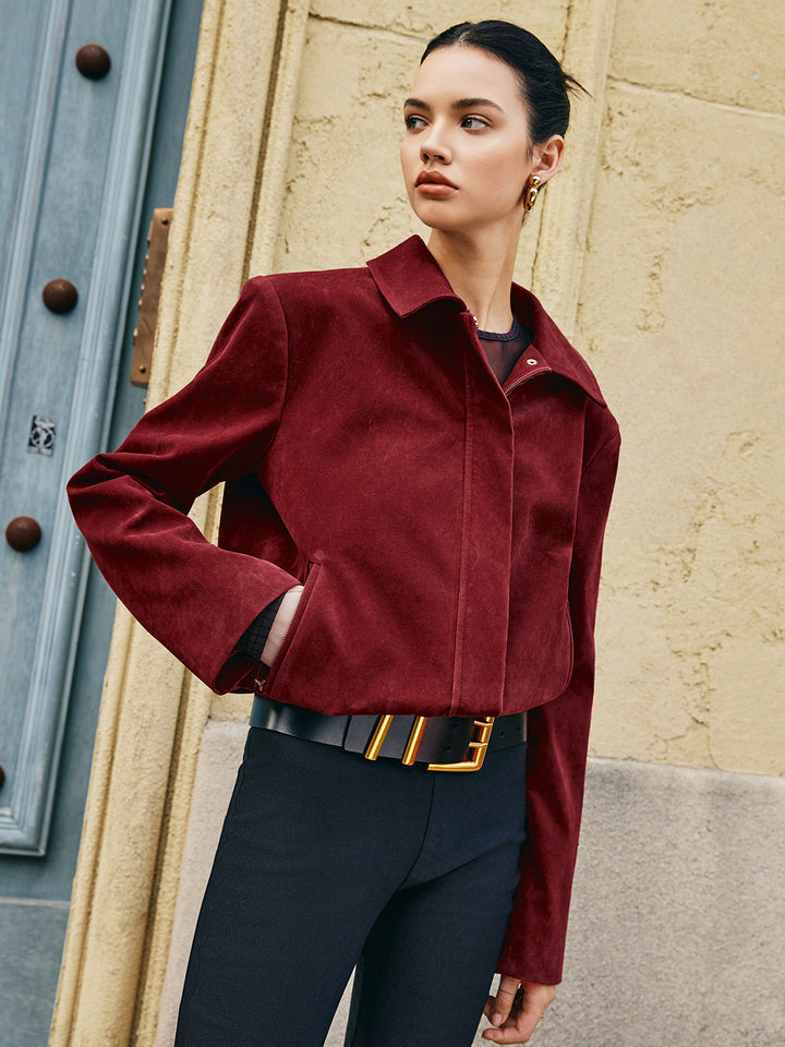 Drune | Taschen Revers Wildlederjacke