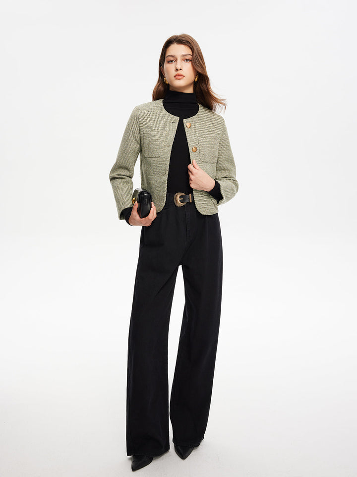 Drune | Hals Taschen Tweedjacke