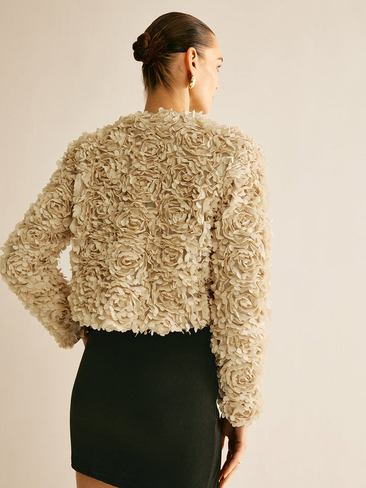 Drune | Beiger Rundhals-Blazer für Frauen