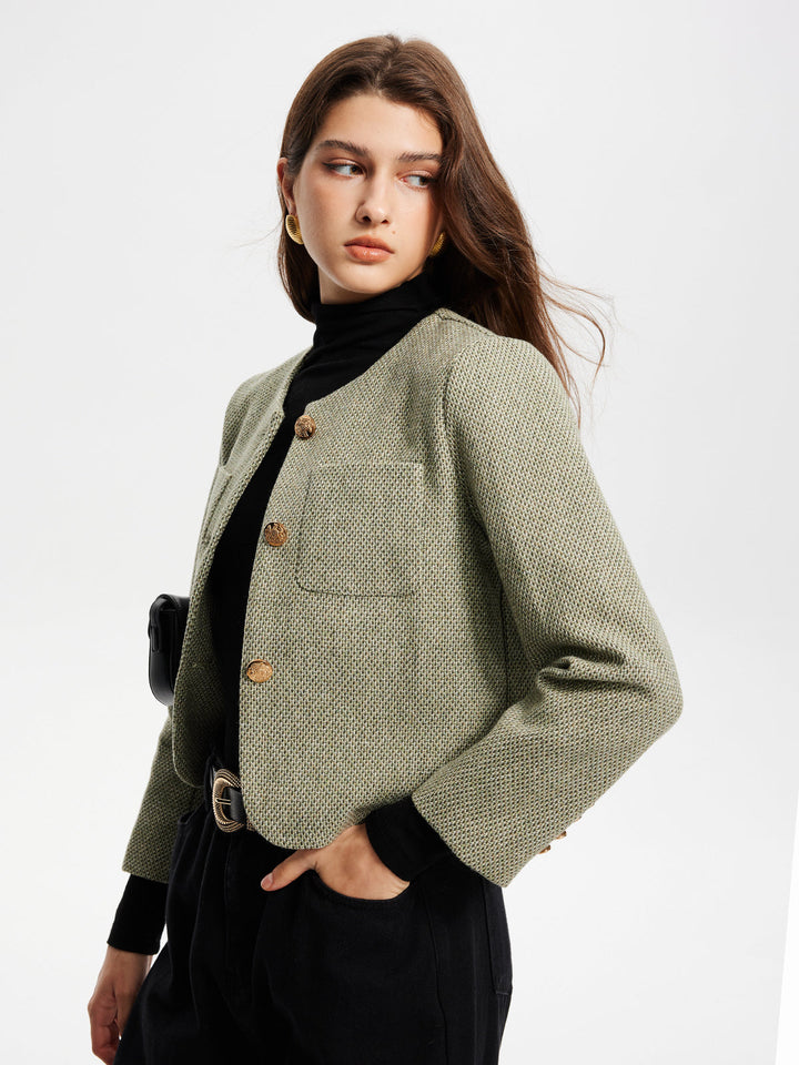 Drune | Hals Taschen Tweedjacke