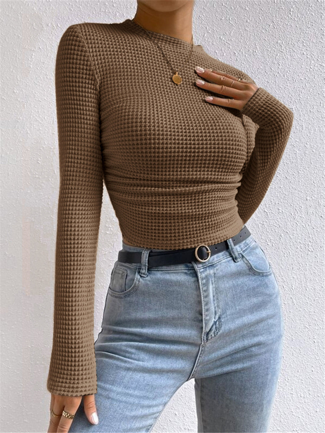 Drune | Slim-Pullover im Waffelmuster
