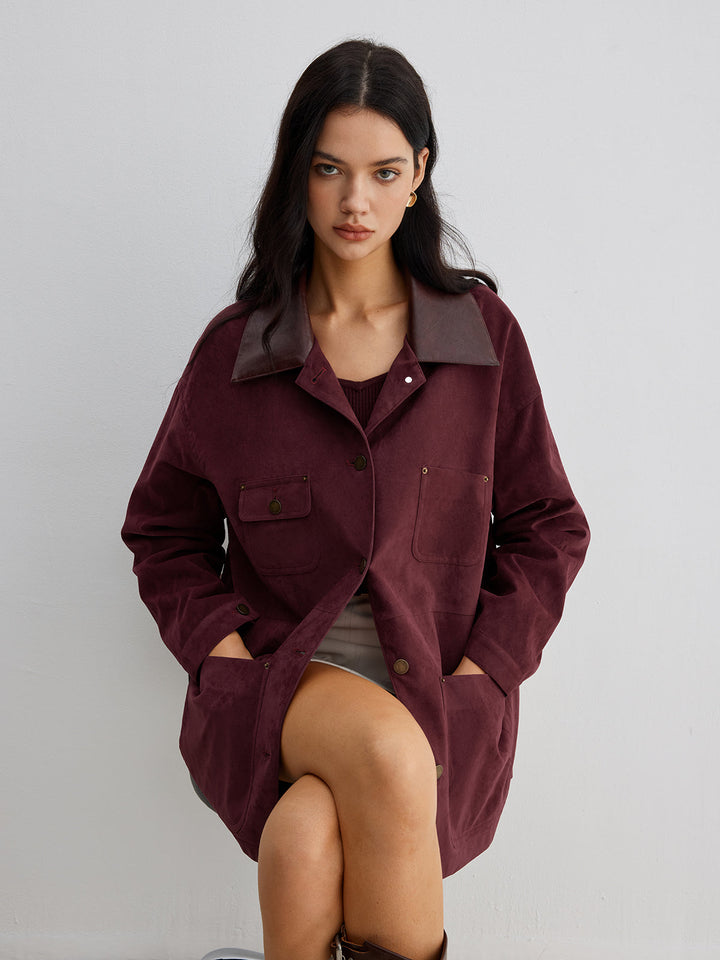 Drune | Kontrastkragen Taschenjacke