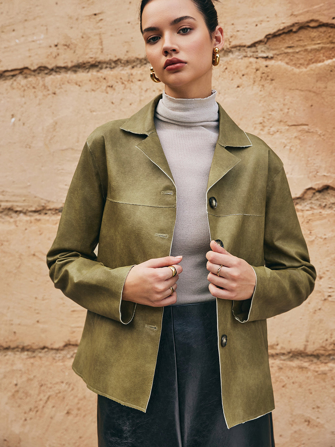 Drune | PU-Leder Gerade Jacke