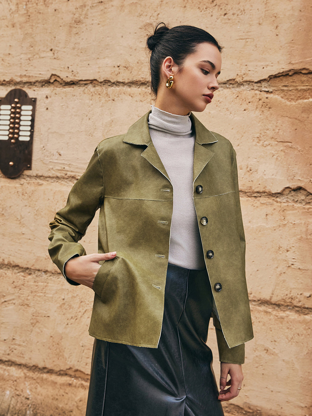 Drune | PU-Leder Gerade Jacke