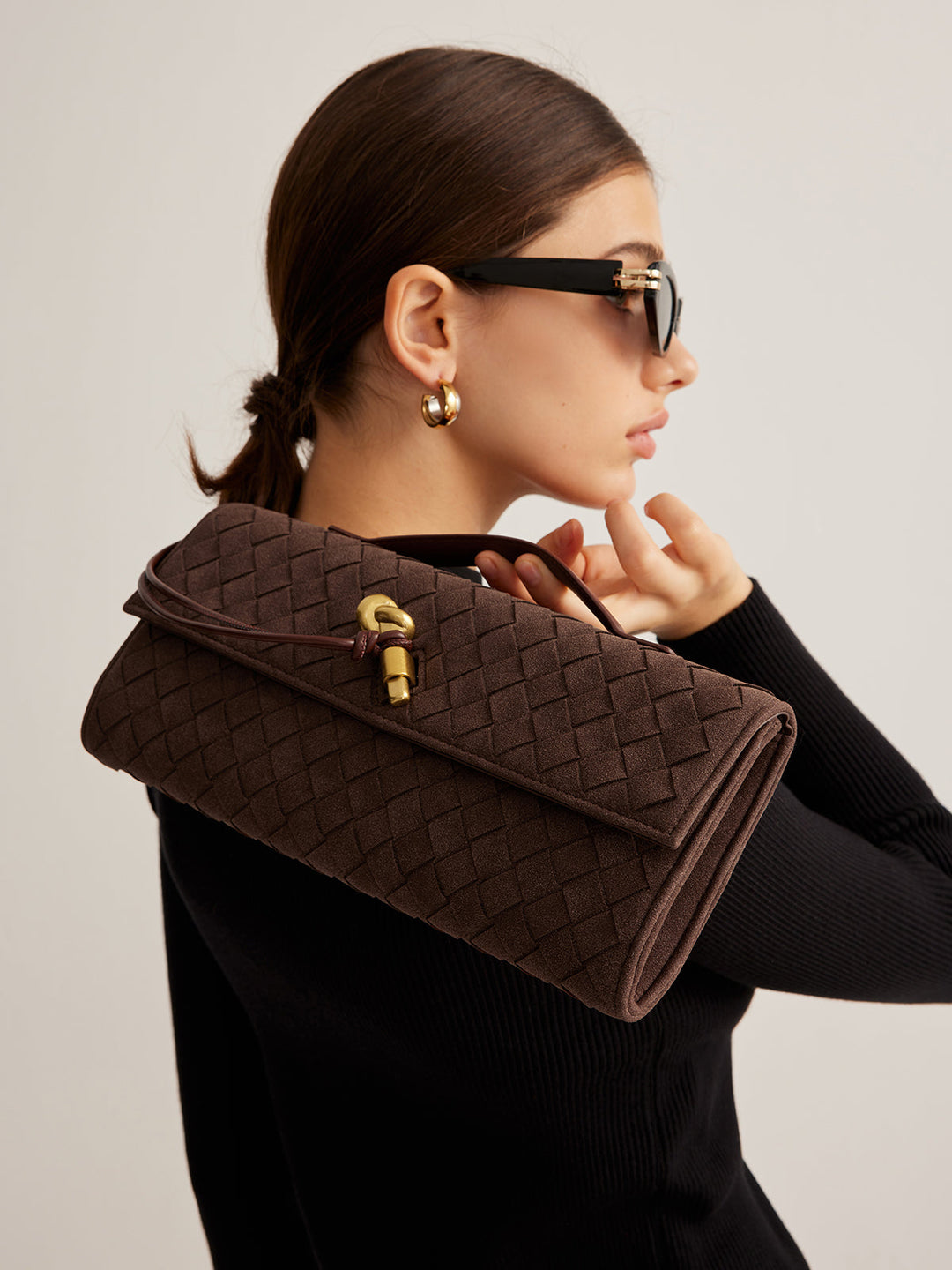 Drune | Klapp Suede Clutch Tasche