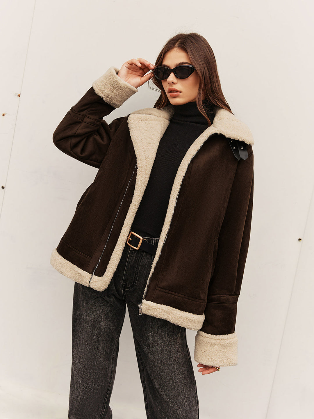 Drune | Jahrgang Fleece Jacke - Braun