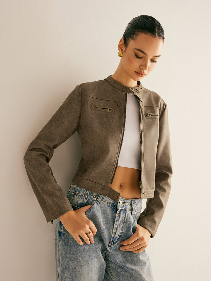 Drune | Knopfkragen Reißverschlussjacke