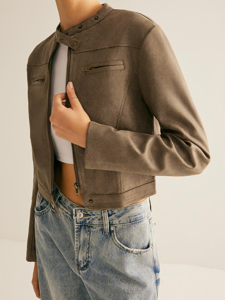 Drune | Knopfkragen Reißverschlussjacke