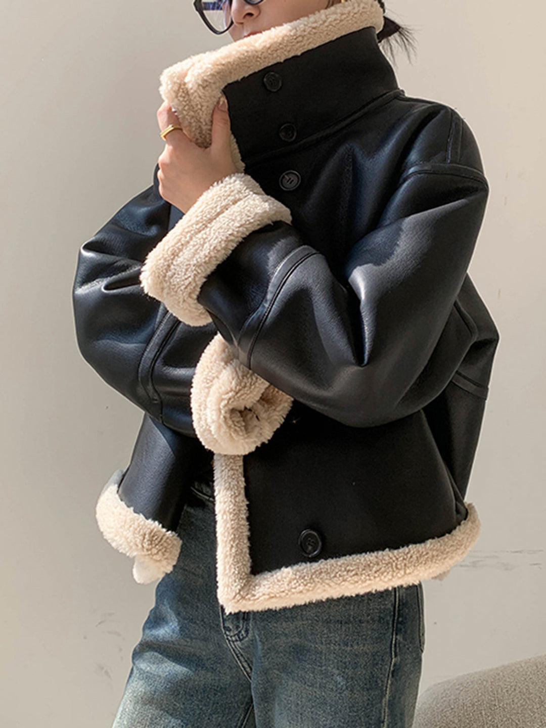 Drune | Gefütterte Kunstlederjacke