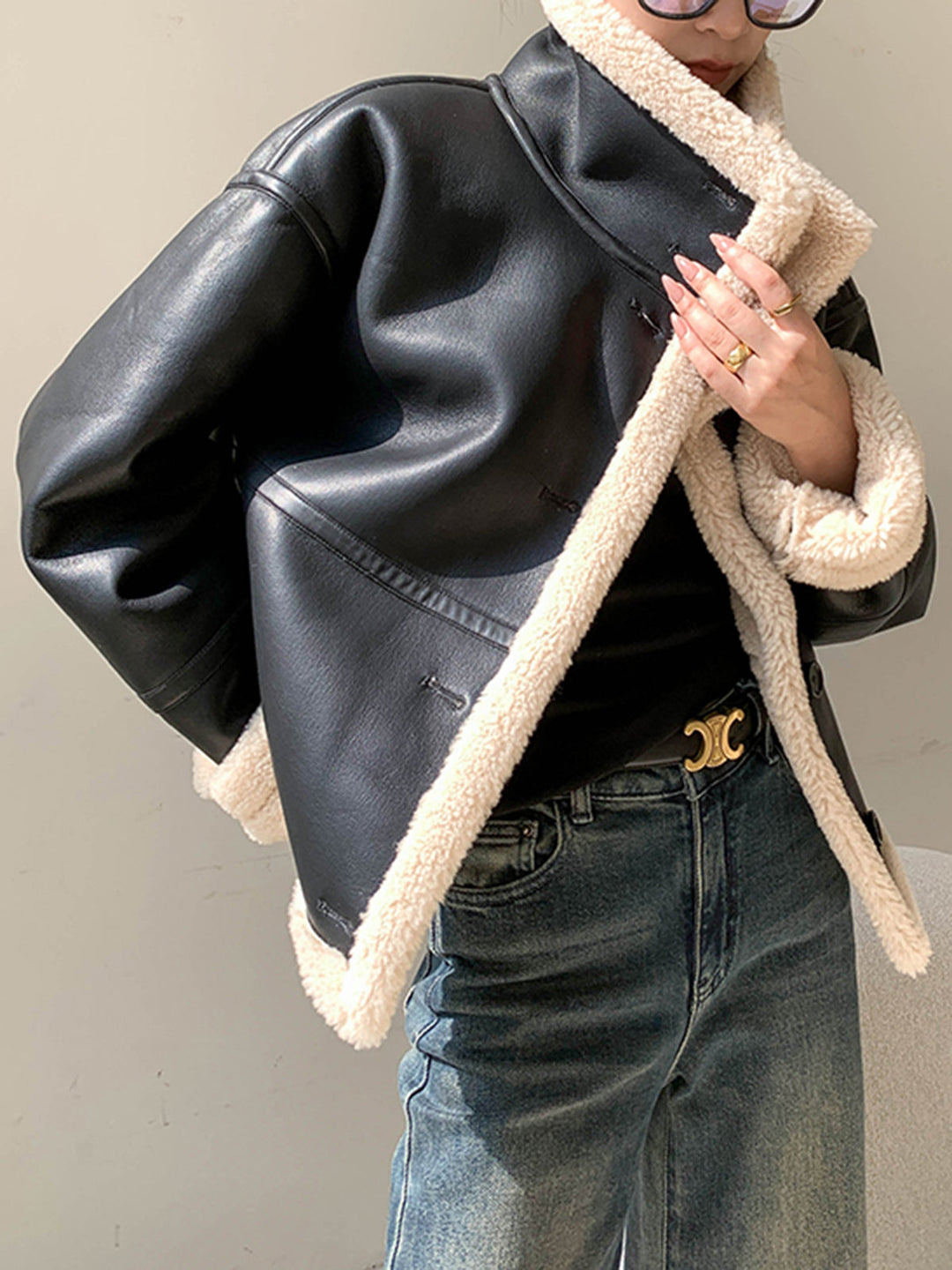Drune | Gefütterte Kunstlederjacke