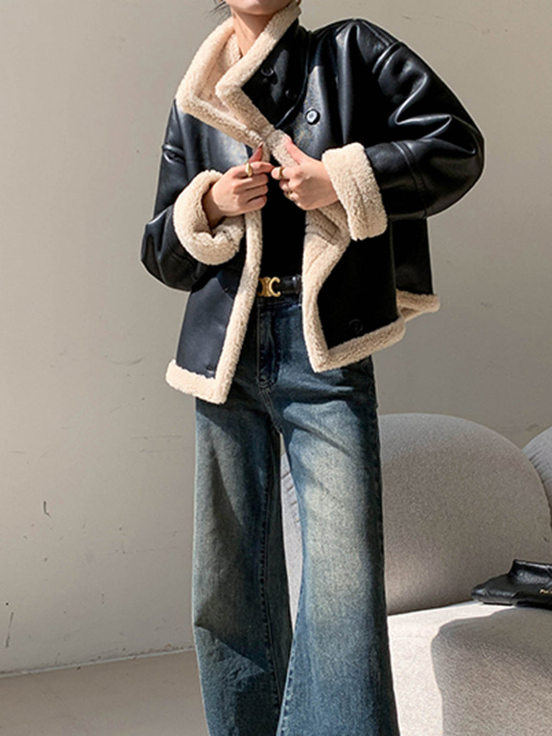 Drune | Gefütterte Kunstlederjacke