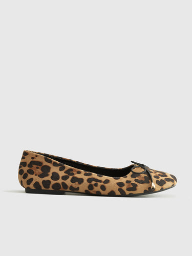Drune | Bow Decor Leopard Print Ballerinas