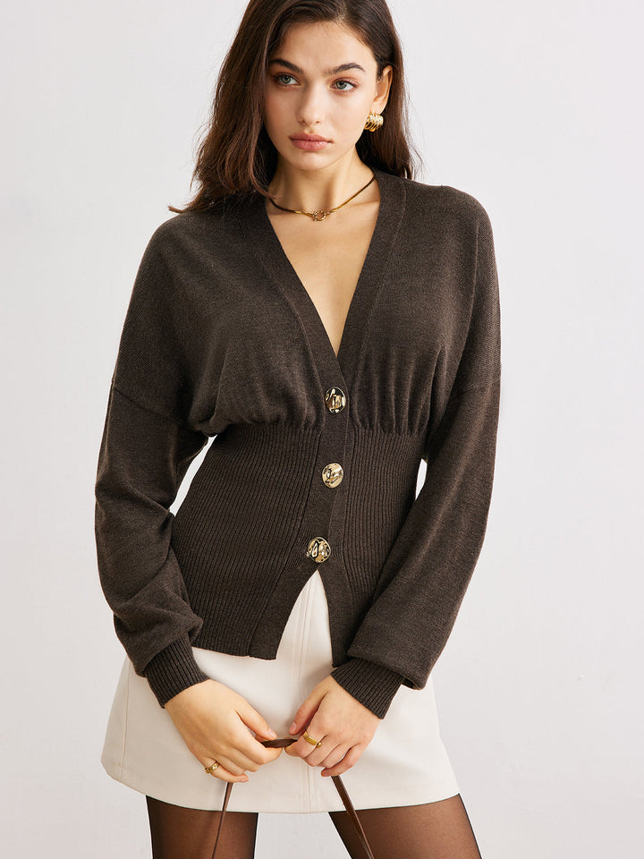 Drune | Cardigan mit Knöpfen Rippstrick Tailliert Elegant und Bequem