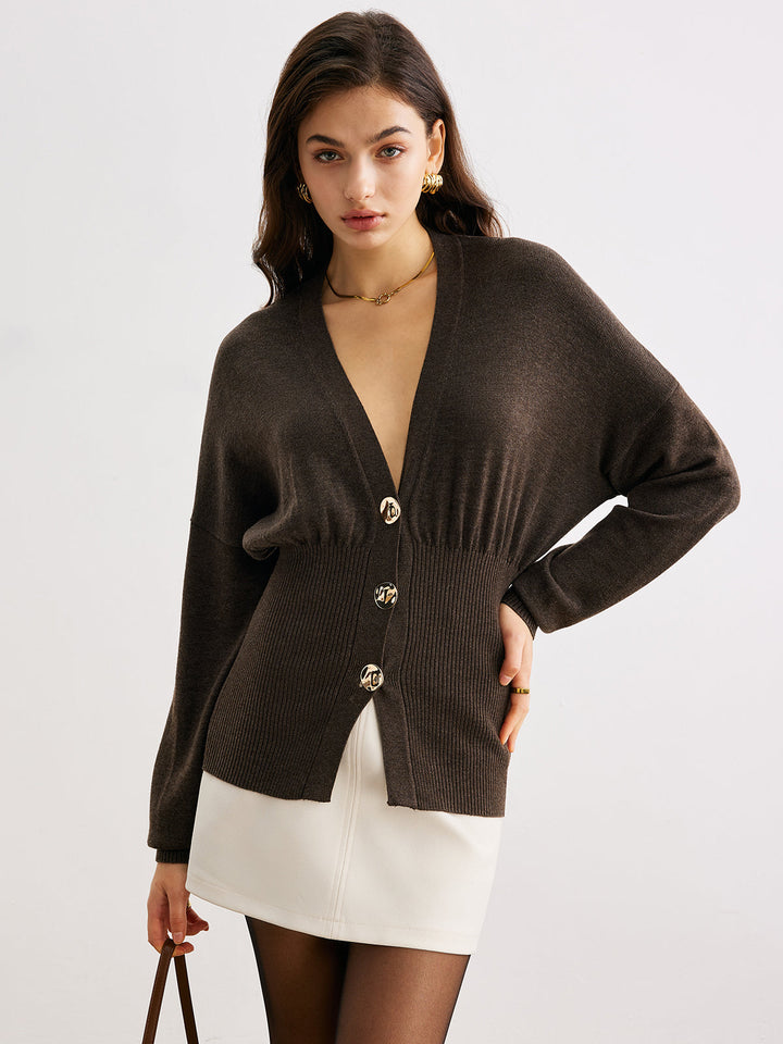 Drune | Cardigan mit Knöpfen Rippstrick Tailliert Elegant und Bequem