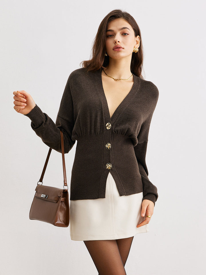 Drune | Cardigan mit Knöpfen Rippstrick Tailliert Elegant und Bequem