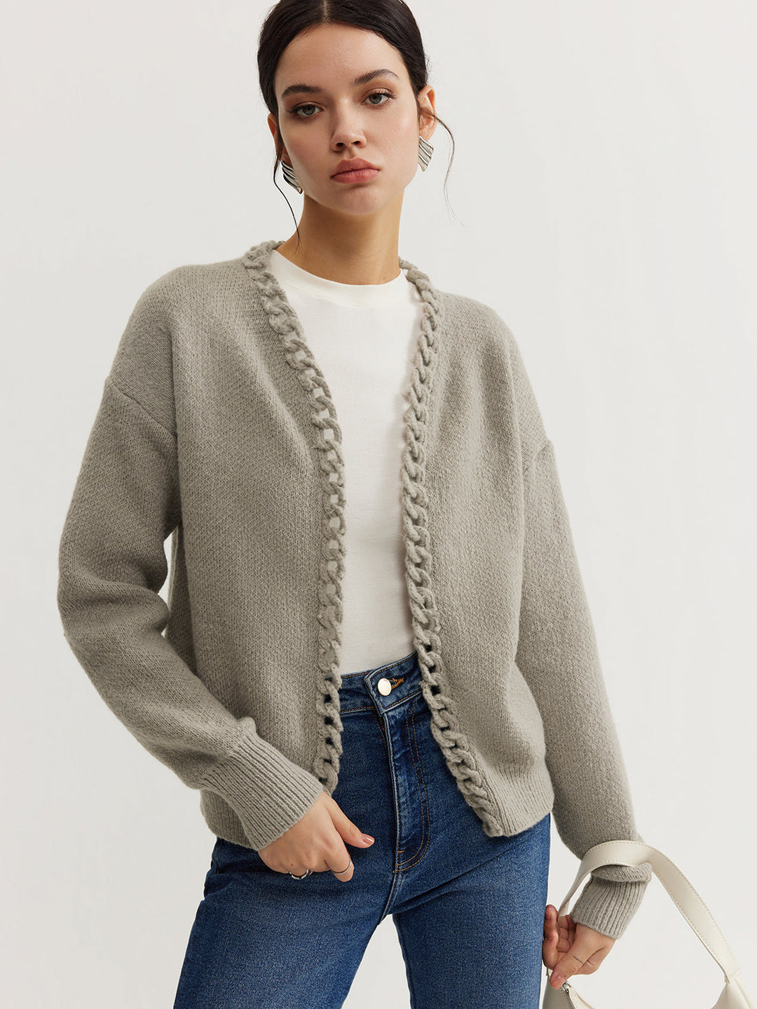 Drune | Cardigan mit Geflochtenem Rand Weicher Strick Zeitloser Komfort