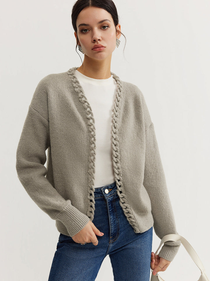 Drune | Cardigan mit Geflochtenem Rand Weicher Strick Zeitloser Komfort