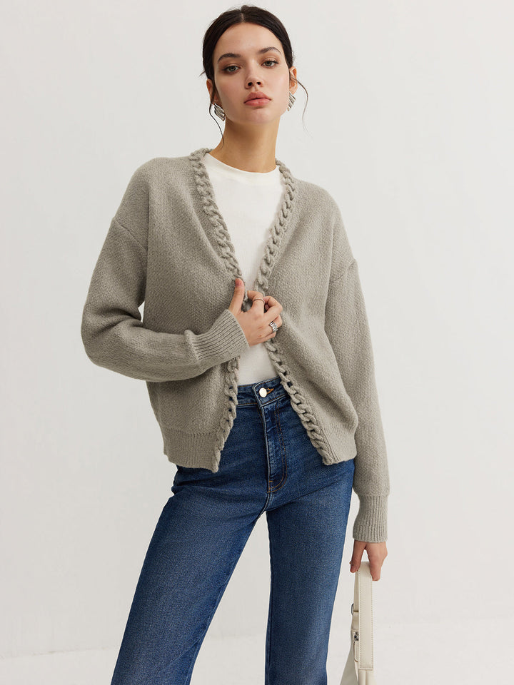Drune | Cardigan mit Geflochtenem Rand Weicher Strick Zeitloser Komfort